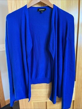 Express Open-Front Cardigan Sweater in Cobalt Blue